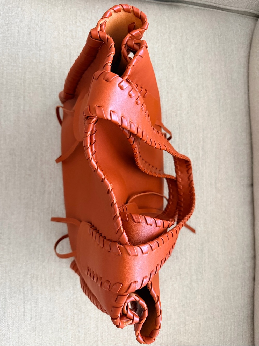 Chloé Medium Mony Whipstitch Calfskin Leather Tote Bag - Henna Orange / Caramel - Picture 4 of 10